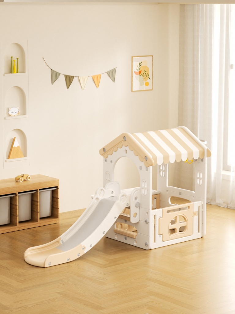 Casita con resbaladilla infantil