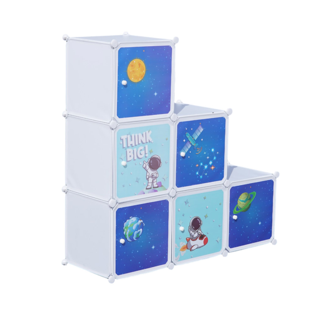 Juguetero organizador de 6 cubos modular