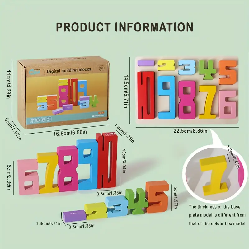Bloques construcción números educativos de madera