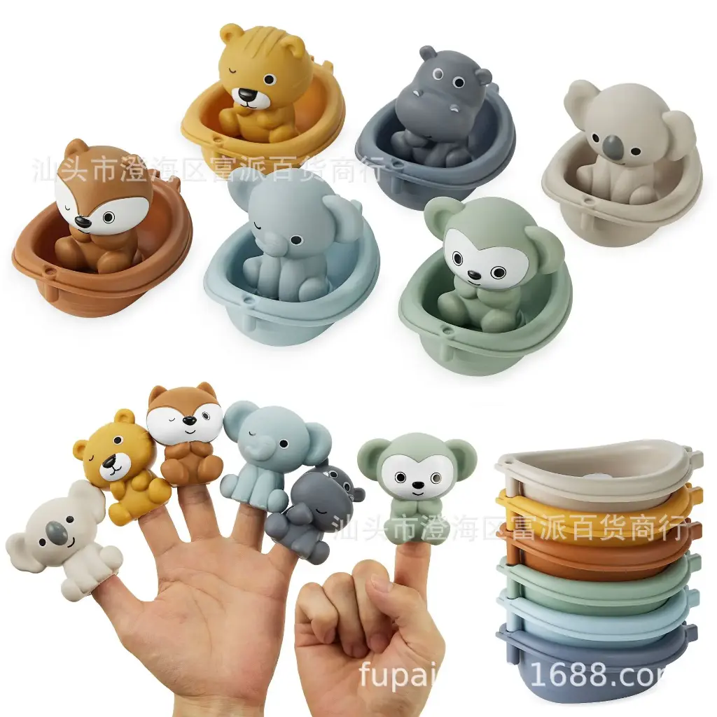 Juego de agua 3 figuras para dedos y 3 botes