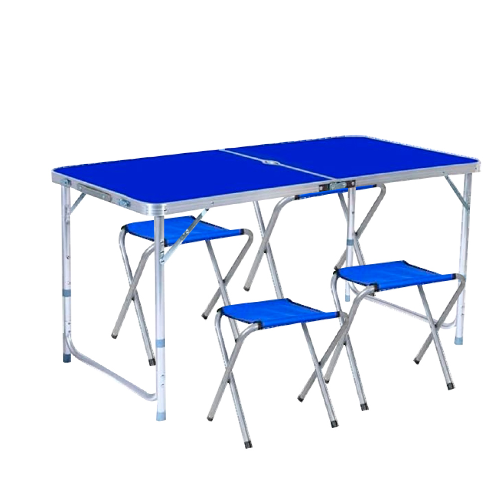 Mesa de aluminio con 4 bancos