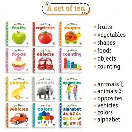 [DSTBOGRAM] Caja de 12 Libros de Aprendizaje de Enciclopedia Infantil en Inglés