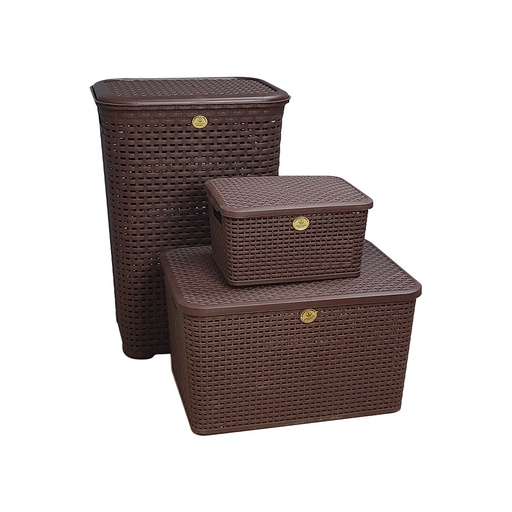 Kit 3 canastas rattan