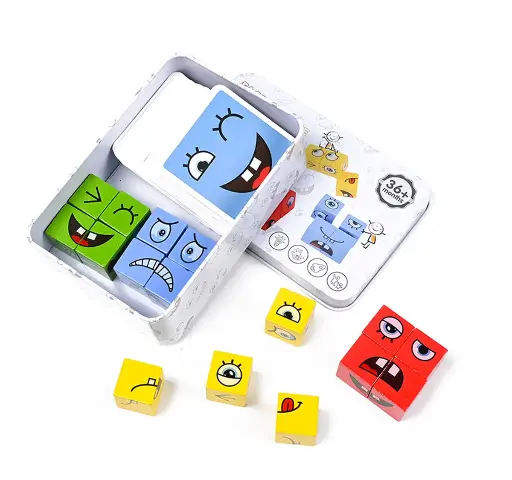 [DSTAGMCUBOS] Juego de bloques de madera imita caras