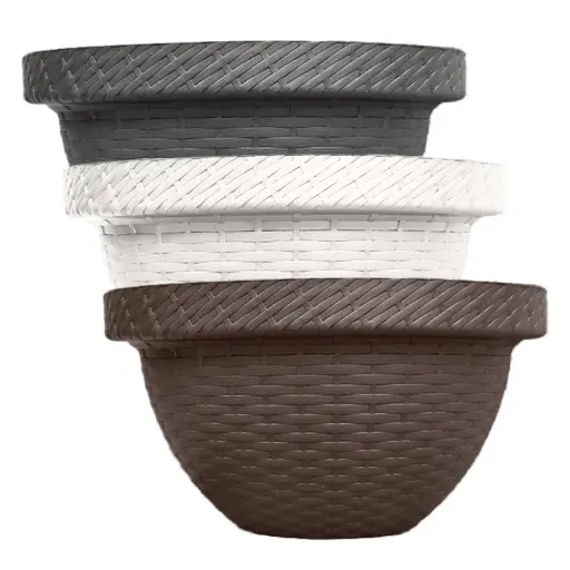 Maceta Rattan Pared Media Luna